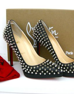 Christian Louboutin Replica Shoes Pigalle Plato Black Silver Spikes 120 heels